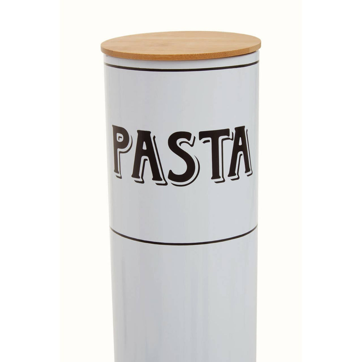 Grocer White Metal Pasta Canister