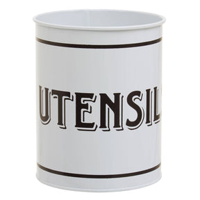 Grocer White Metal Utensil Holder