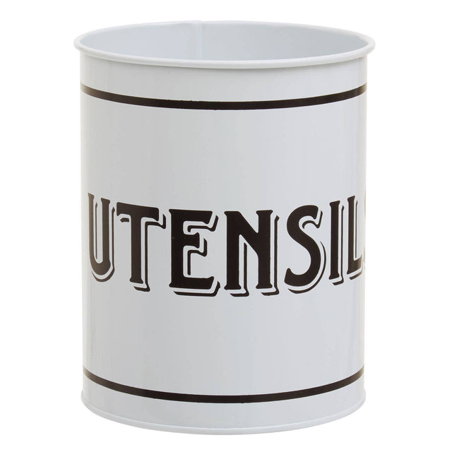 Grocer White Metal Utensil Holder