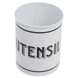 Grocer White Metal Utensil Holder