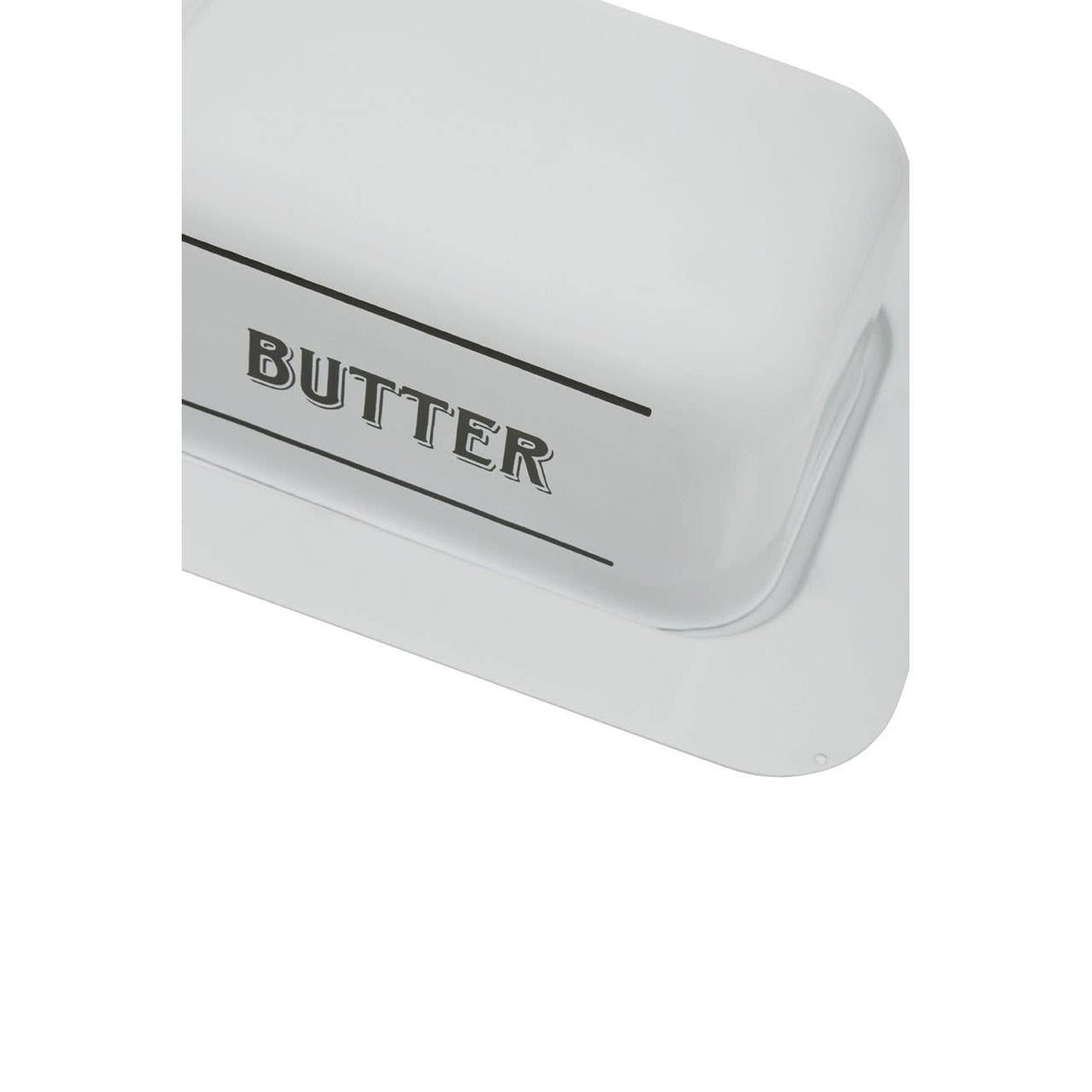 Grocer White Metal Butter Dish