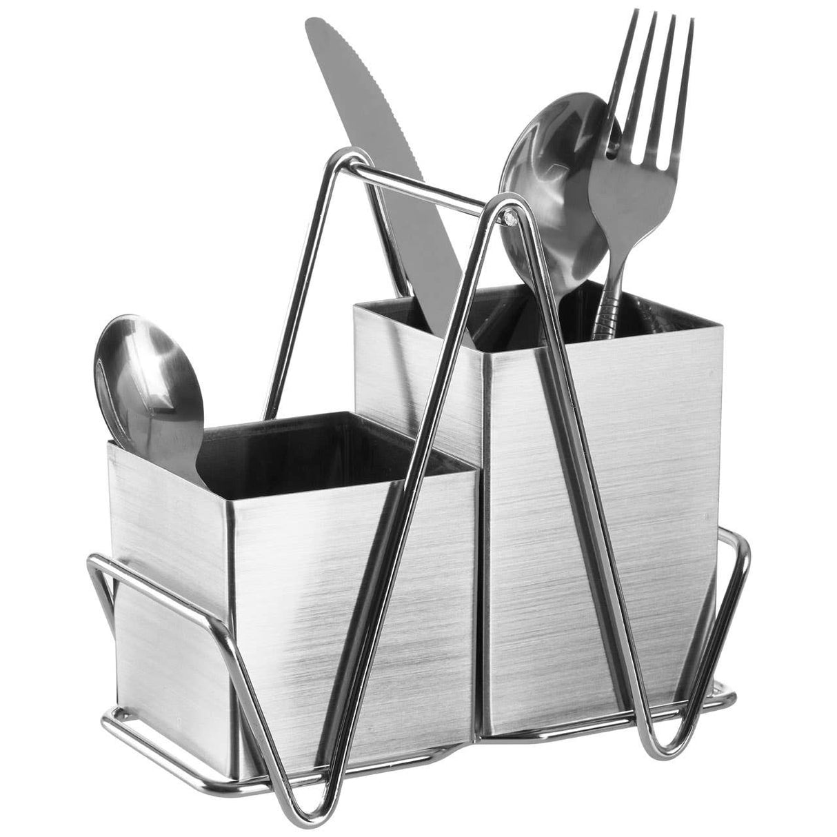 Stainless Steel 2 Compartment Cutlery Caddy