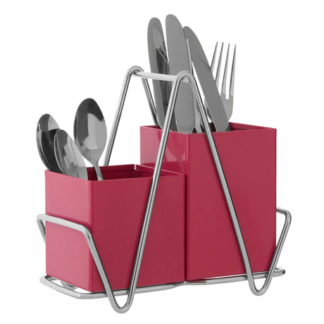 Hot Pink 2 Compartment Cutlery Caddy