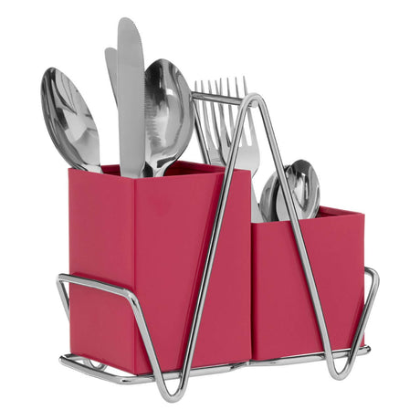 Hot Pink 2 Compartment Cutlery Caddy
