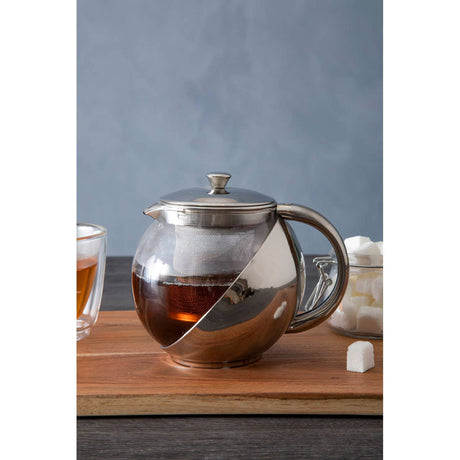 650ml Grey Stainless Steel And Glass Teapot
