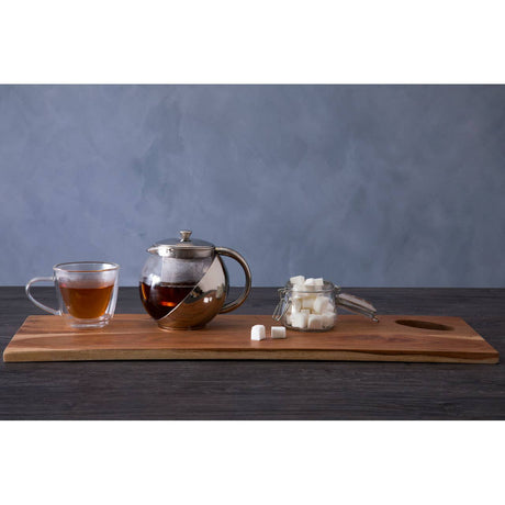 650ml Grey Stainless Steel And Glass Teapot
