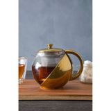 Gold Finish Glass Teapot With Infuser