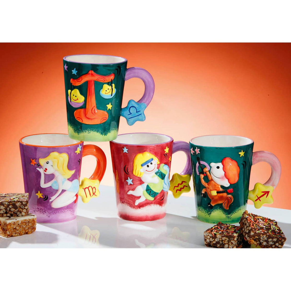 4 Assorted Star Sign Mugs