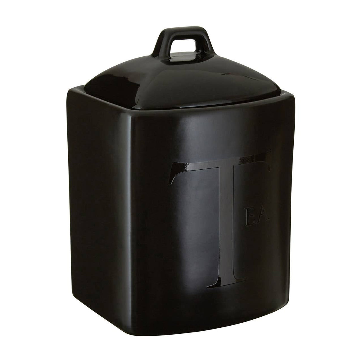 Black Text Tea Jar
