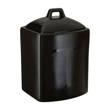 Black Text Tea Jar