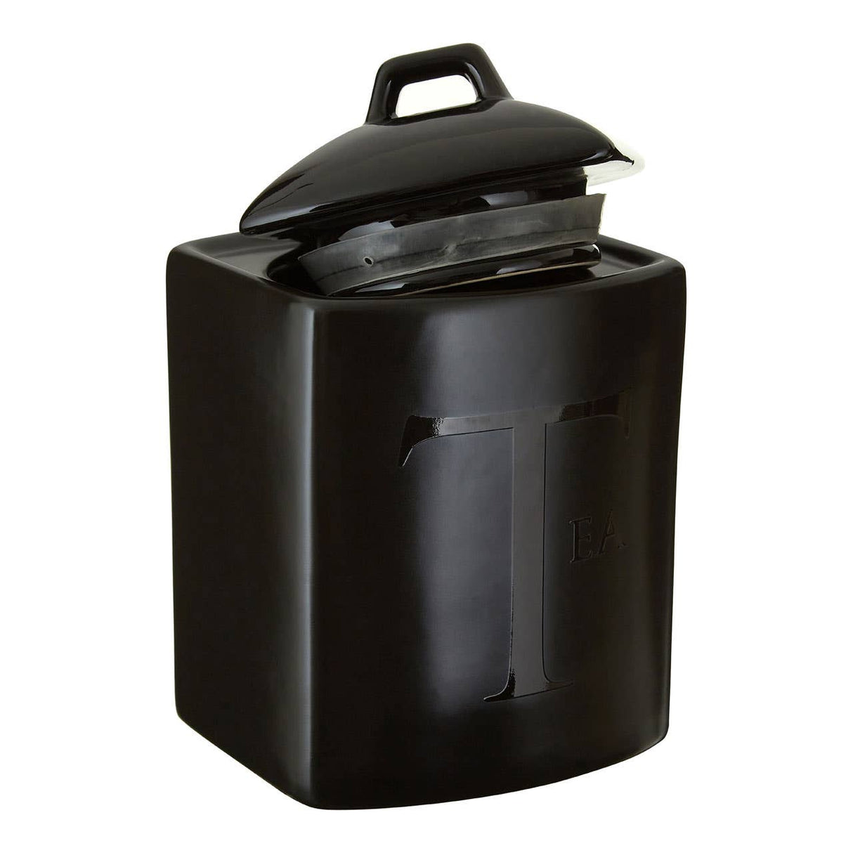 Black Text Tea Jar