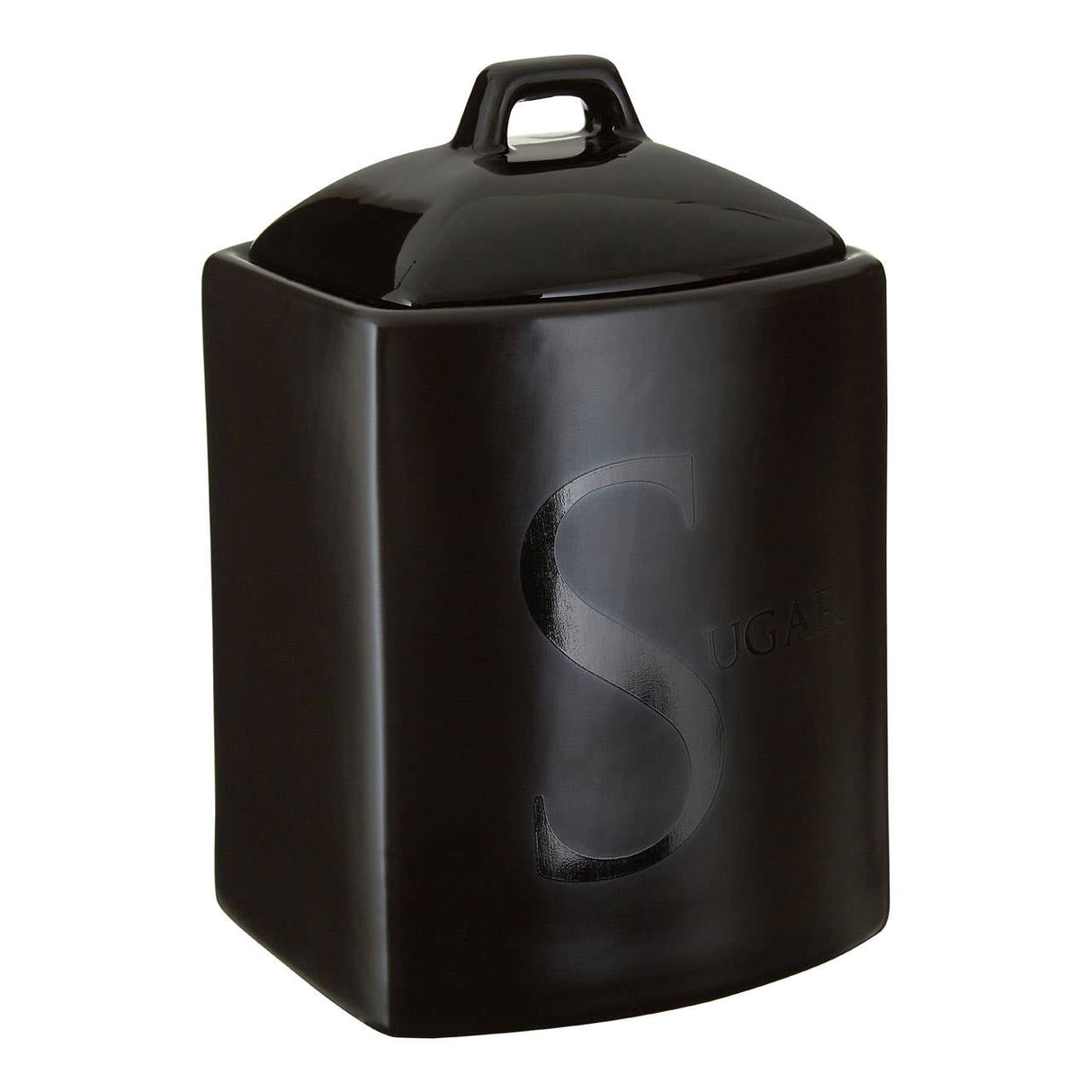 Black Text Sugar Jar