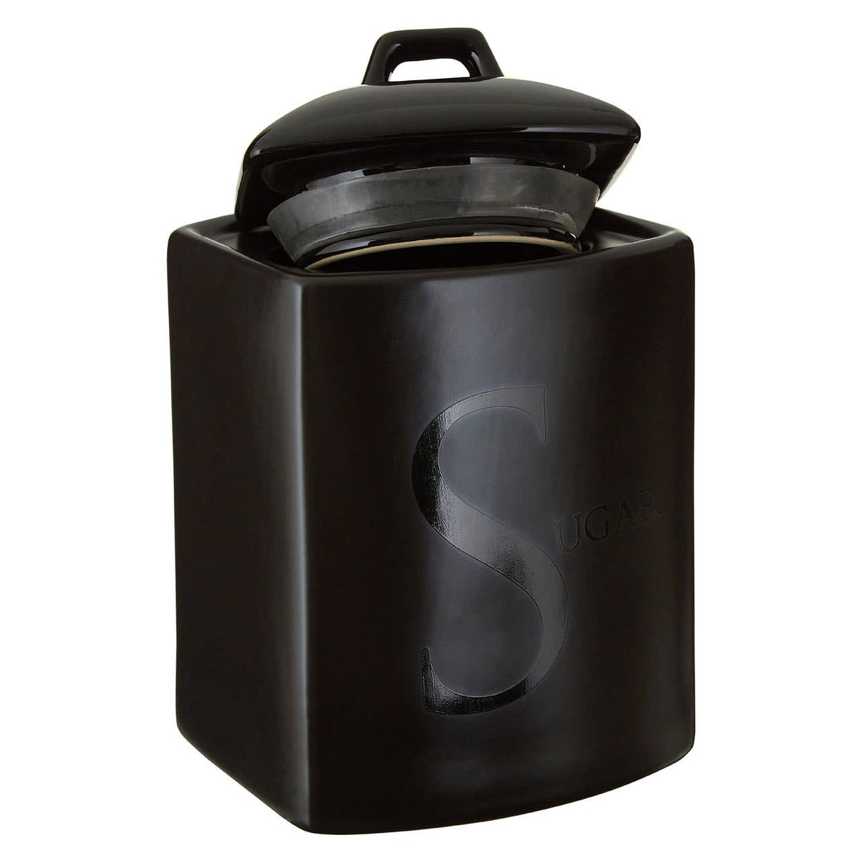 Black Text Sugar Jar