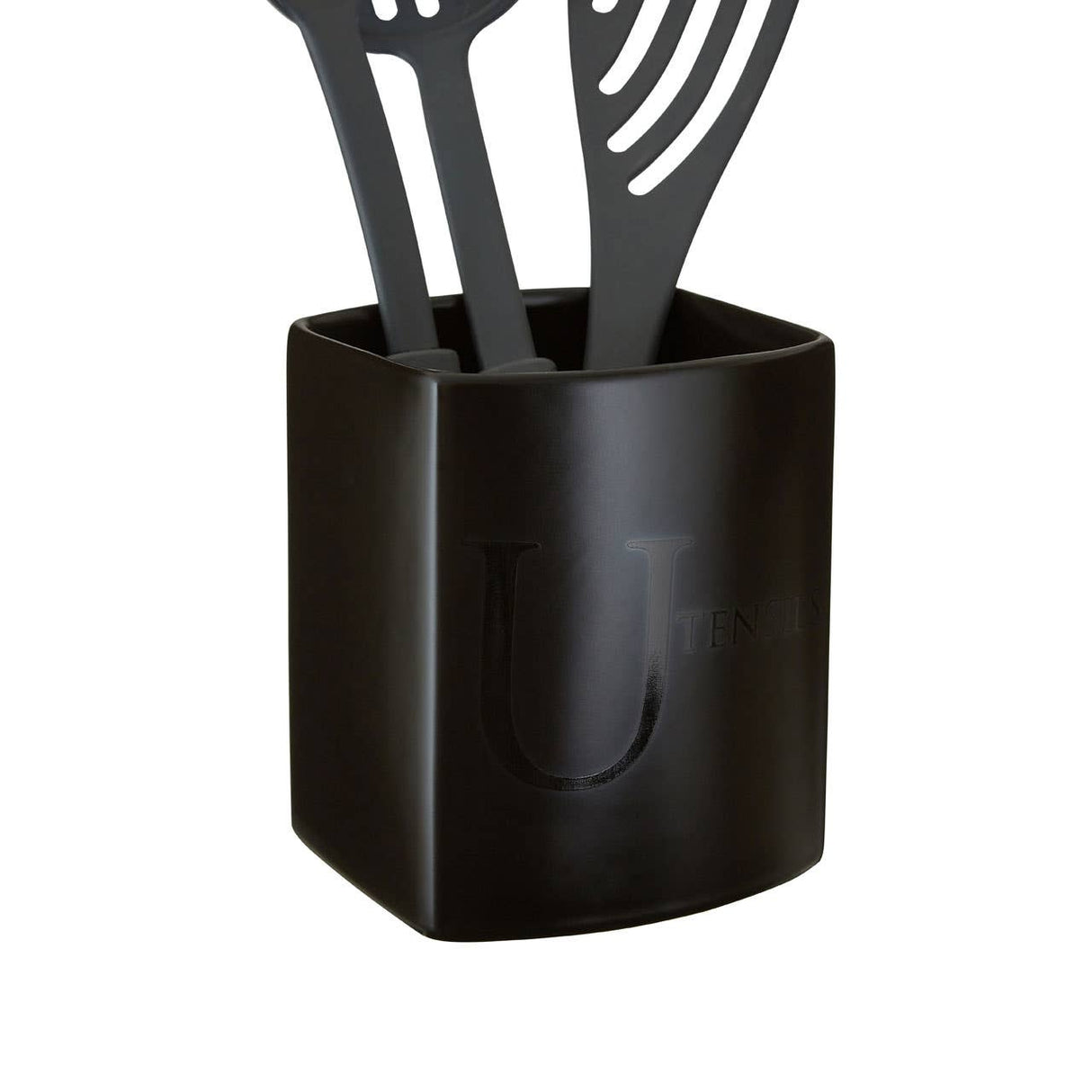 Black Text Utensil Jar