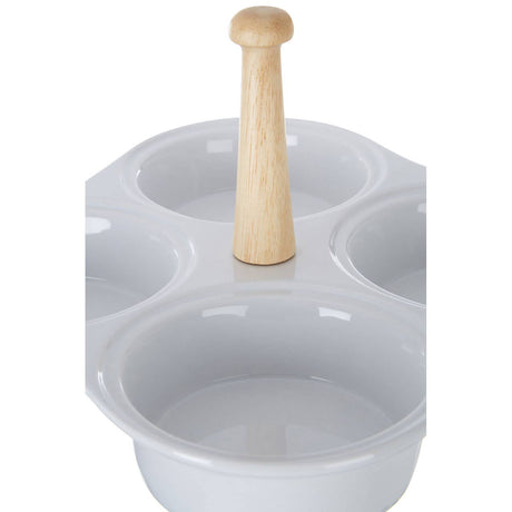 4 Section White Ceramic Snack Dish