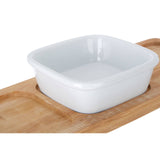 Bamboo Snack Tray With White Bowl