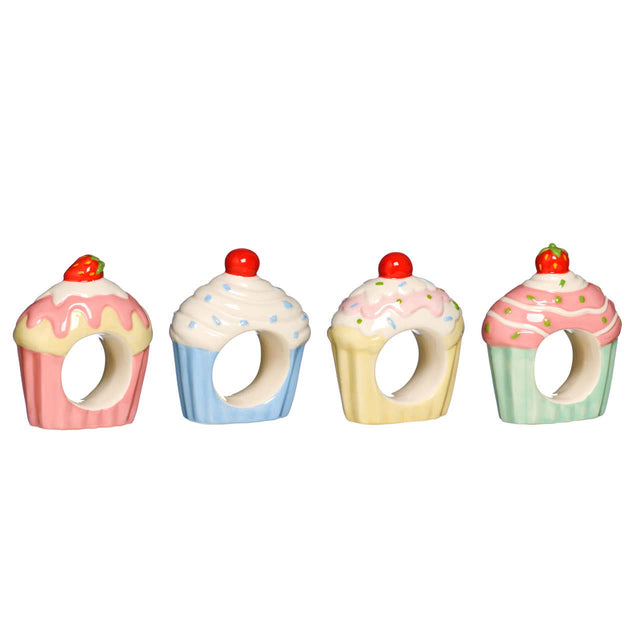 Set Of Four Cupcake Napkin Rings