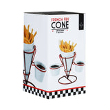 Red Metal French Fry Cone With 2 Dip Dishes