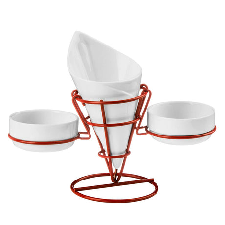 Red French Fry Cone With 2 Dip Dishes