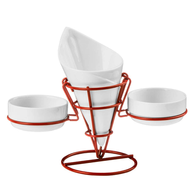 Red French Fry Cone With 2 Dip Dishes