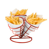 French Fry 3 Cones Set With Red Metal Stand