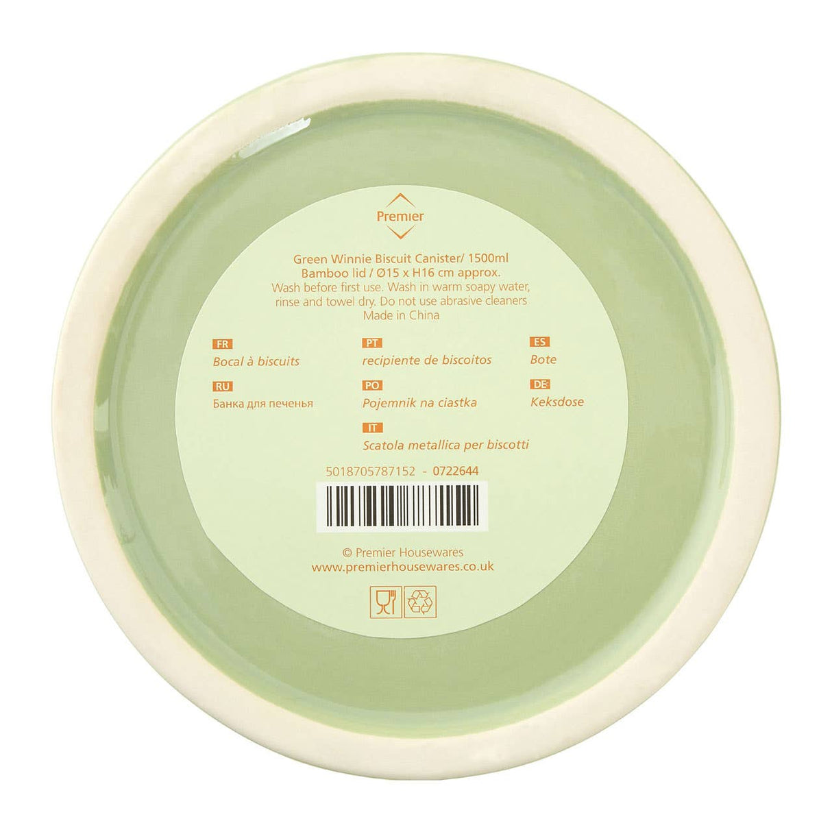 Winnie Green Dolomite Biscuit Canister