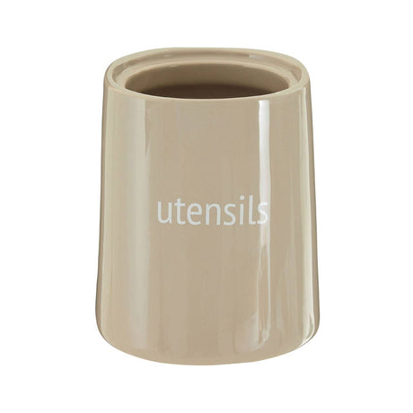 Fletcher Beige Ceramic Utensil Jar