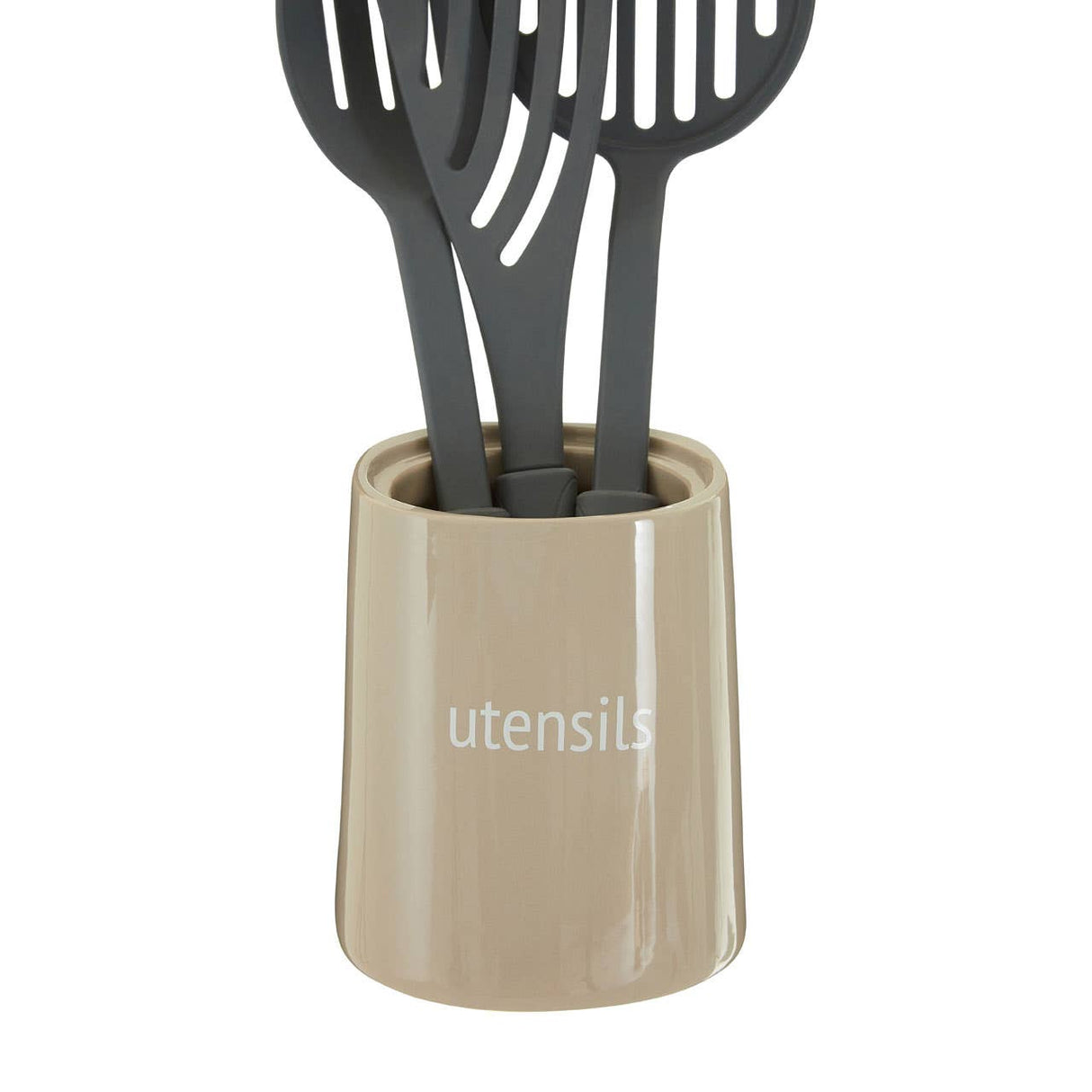 Fletcher Beige Ceramic Utensil Jar