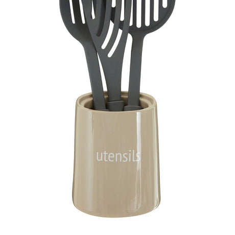 Fletcher Beige Ceramic Utensil Jar