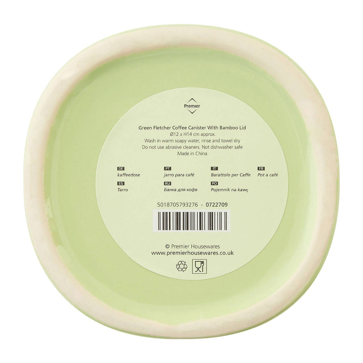 Fletcher Green Ceramic Coffee Canister
