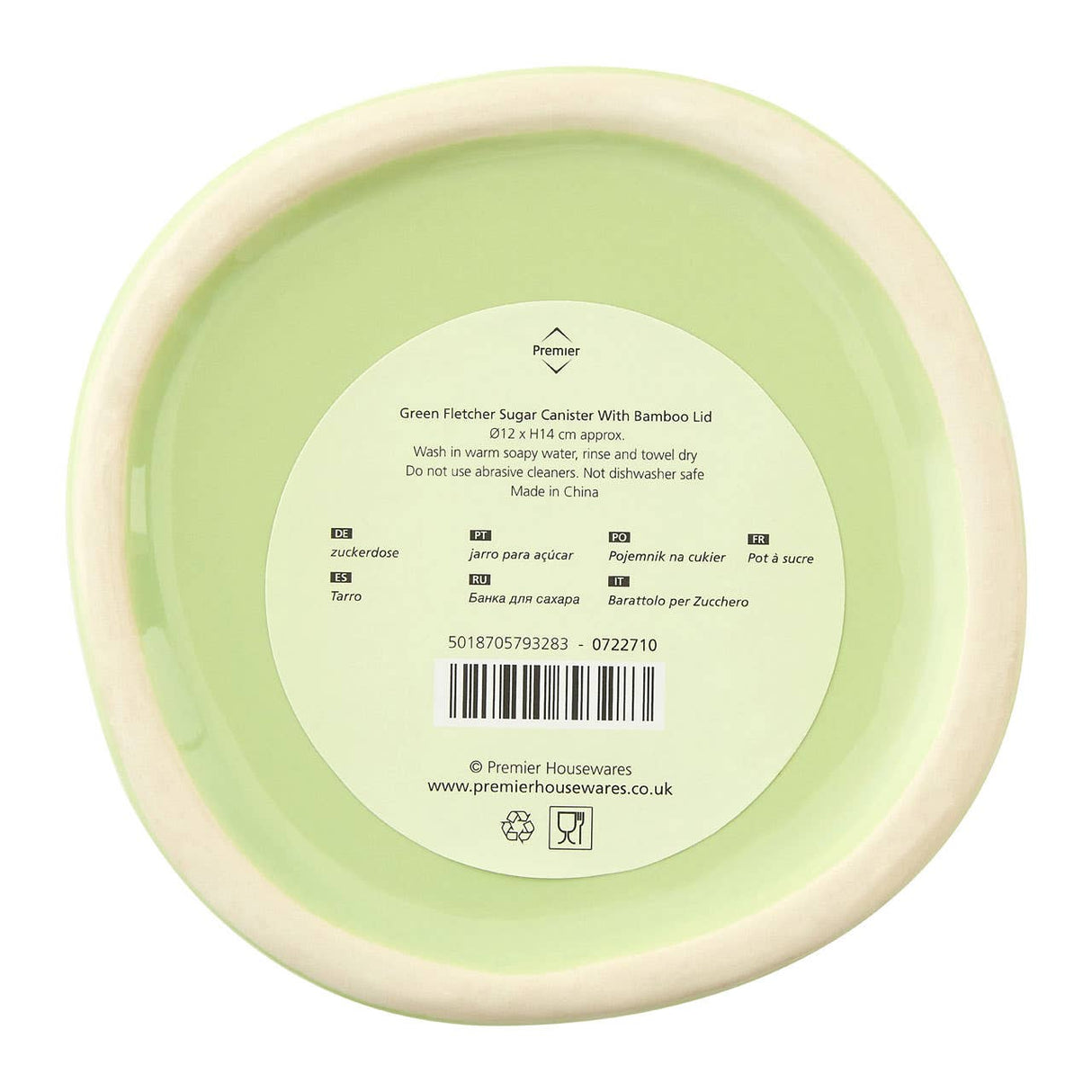 Fletcher Green Ceramic Sugar Canister
