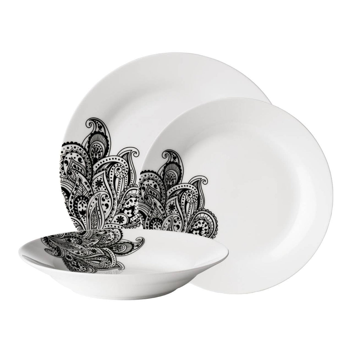 Avie Black 12Pc Prince Dinner Set