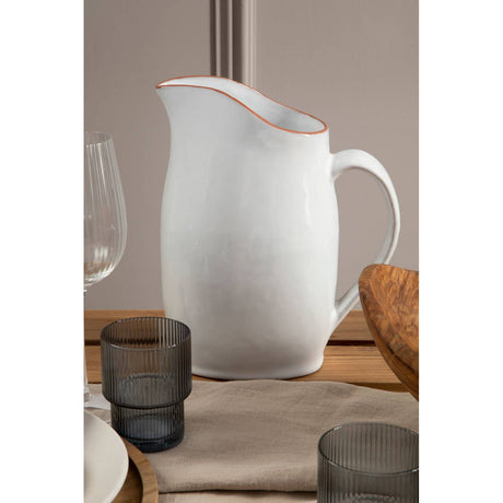 Calisto White Glazed Terracotta Pitcher