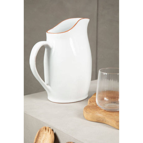 Calisto White Glazed Terracotta Pitcher