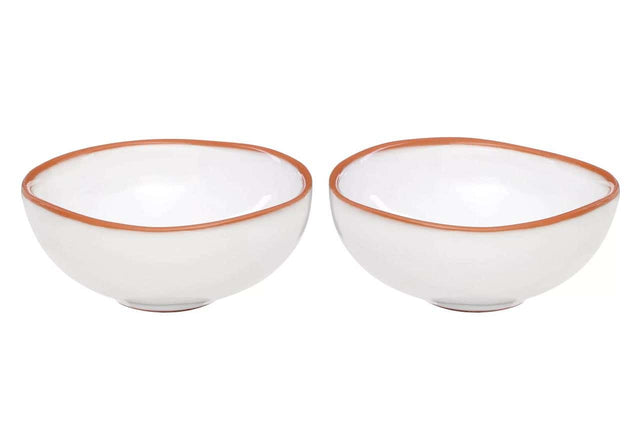 Set Of Two Calisto White Glazed Mini Bowls