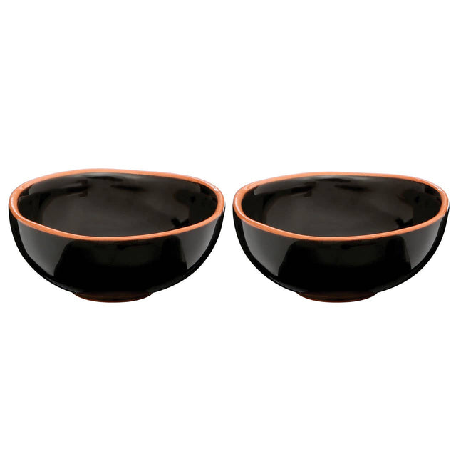 Set Of Two Calisto Black Glazed Mini Bowls