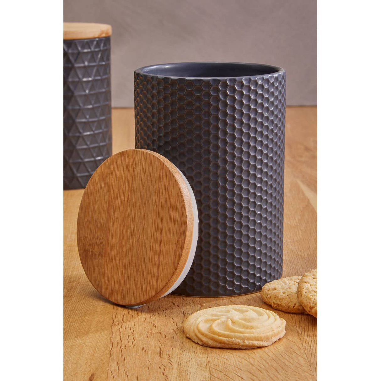 Geome Dolomite and Matt Black Hex Canister