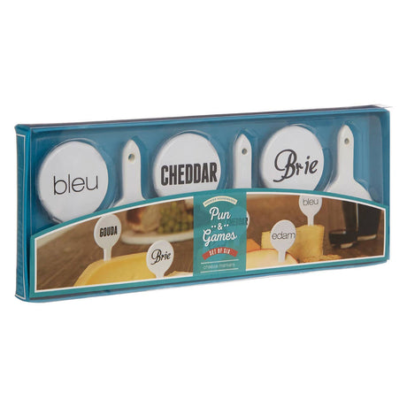 Set Of Six Pun And Games Cheese Markers