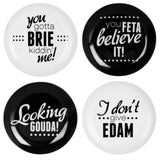 Set Of Four Pun And Games Cheese Plates