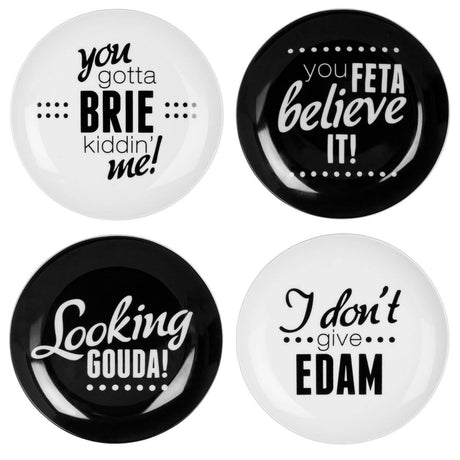 Set Of Four Pun And Games Cheese Plates