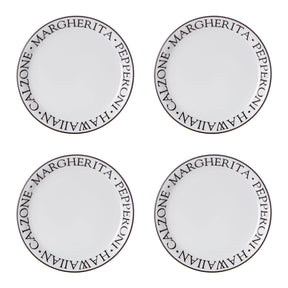Set Of Four Noir Pizza Plates