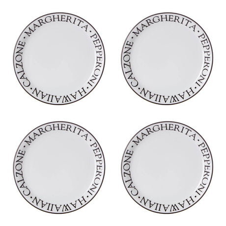Set Of Four Noir Pizza Plates