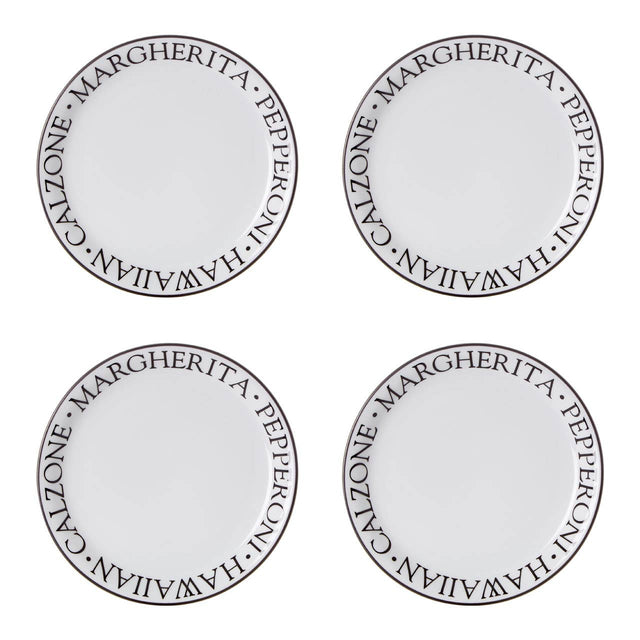 Set Of Four Noir Pizza Plates