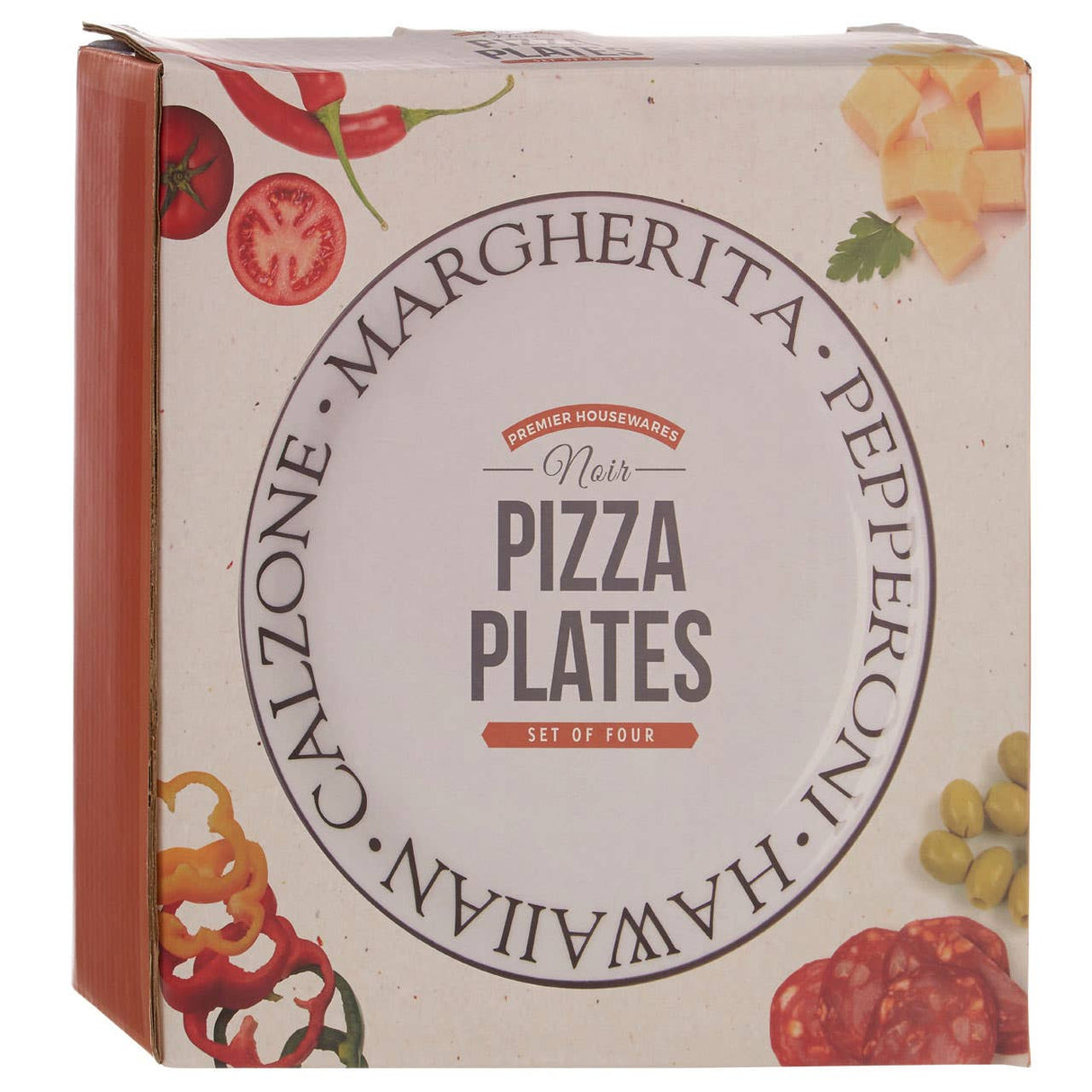 Set Of Four Noir Pizza Plates