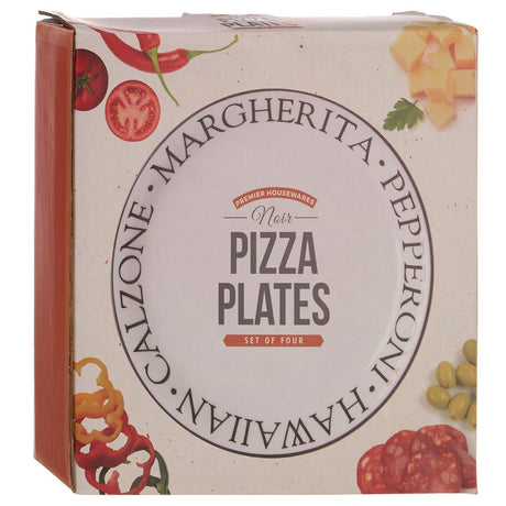 Set Of Four Noir Pizza Plates