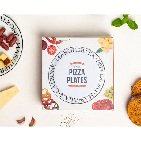 Set Of Four Noir Pizza Plates