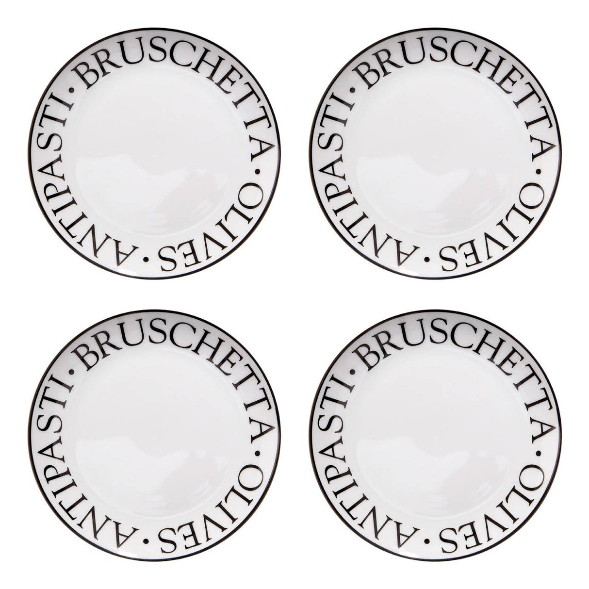 Set Of Four Noir Antipasti Plates