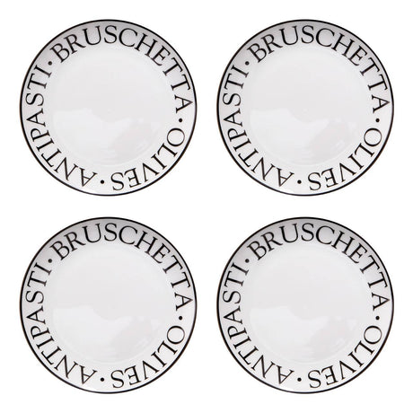 Set Of Four Noir Antipasti Plates