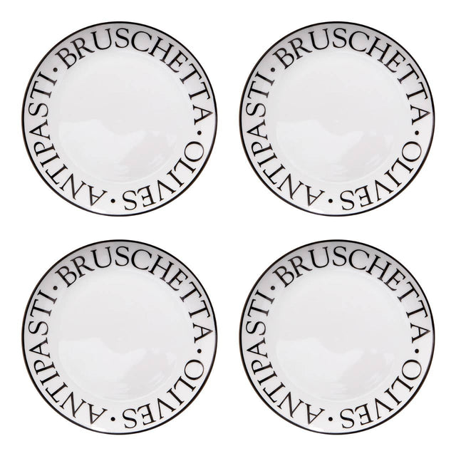 Set Of Four Noir Antipasti Plates