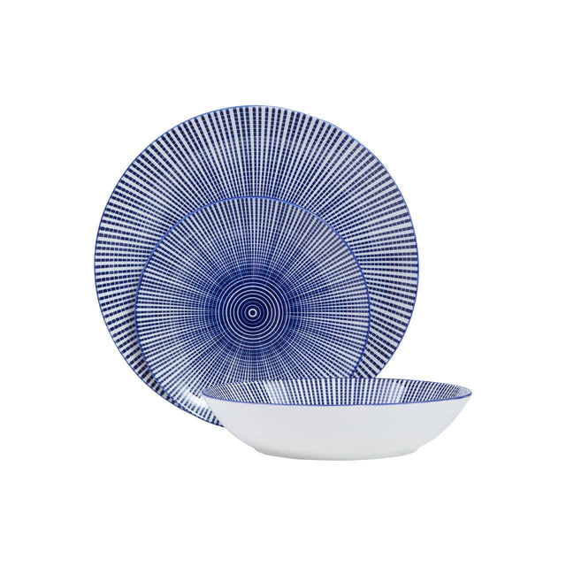 Maya 12 Piece Blue And White Dinner Set